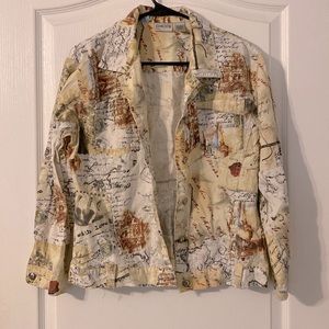 Long Sleeve Button Down Jacket Unique Pattern
